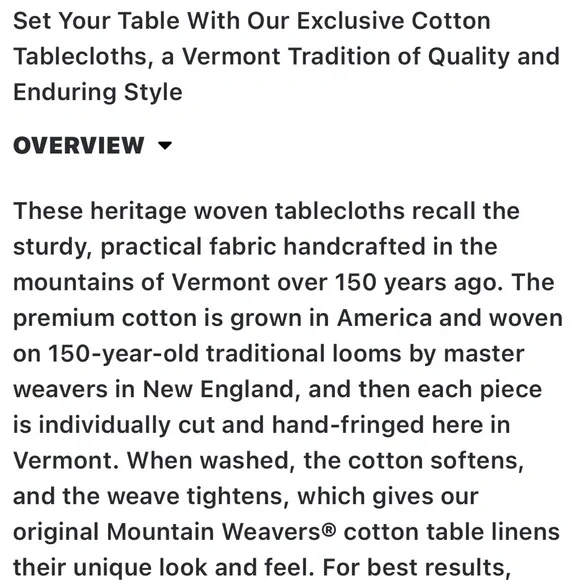 Vermont Country Store Mountain Weavers Tablecloth- Sage - Picture 5 of 6